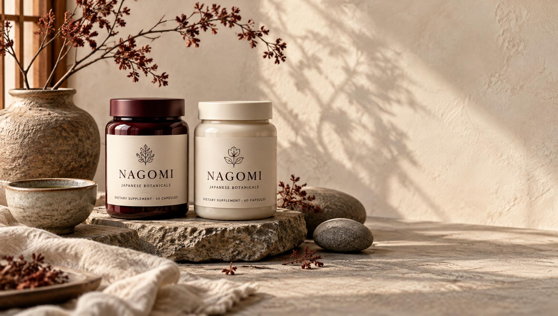 Nagomi supplements on stone and linen
